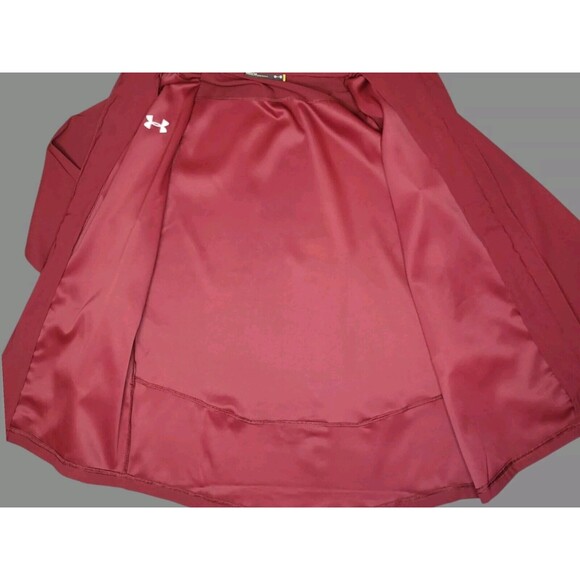Under Armour UA Windbreaker Jacket Mens MED Maroon Zip Front Warm-Up Unisex - Picture 4 of 6